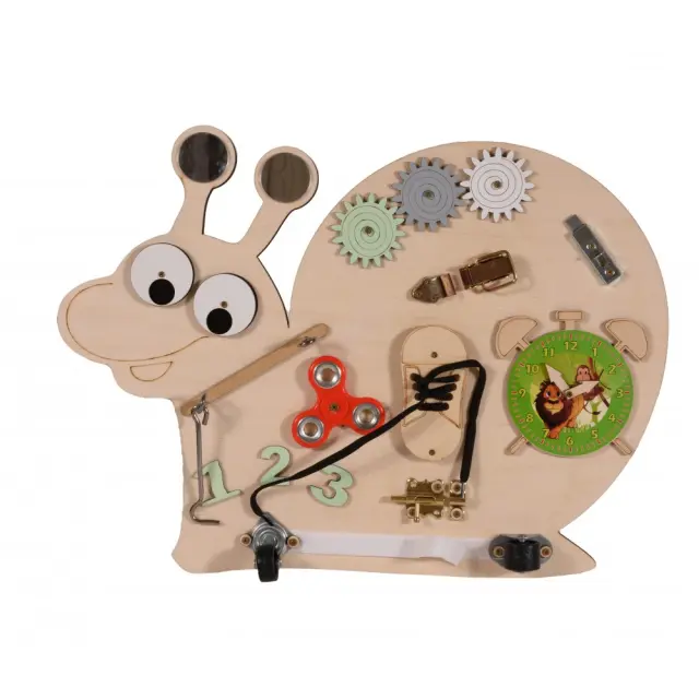 Moni Toys Ξύλινος Εκπαιδευτικός Πίνακας Δραστηριοτήτων Montessori Σαλιγκάρι 3+ Ετών