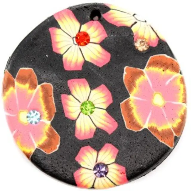 Fimo Κρεμαστό Black Circle 37mm