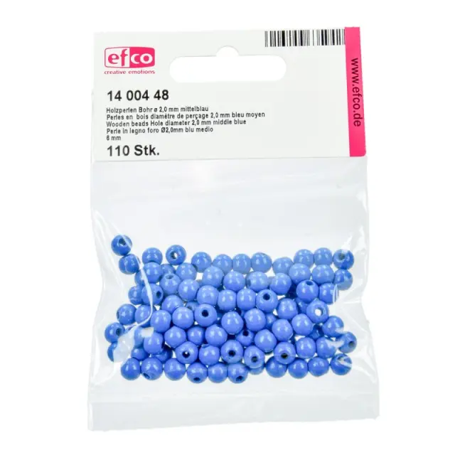 Efco Ξύλινες Χάντρες Ø6mm - Middle Blue - 110τεμ