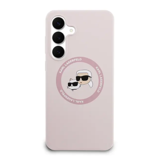 Karl Lagerfeld Liquid Silicone K&CH Heads MagSafe Case for Samsung Galaxy S25 FE Pink 3