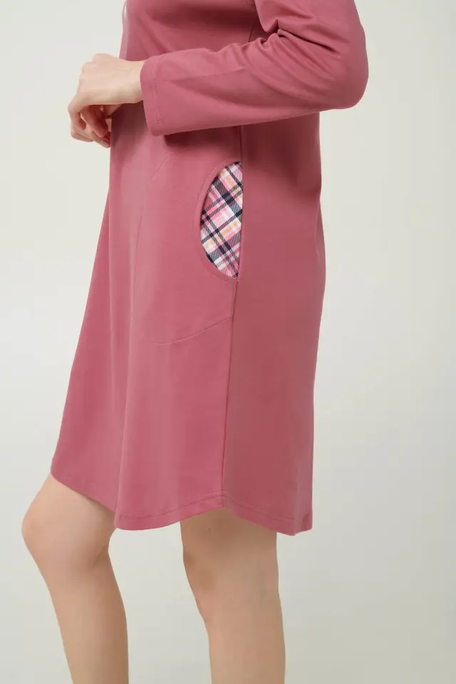 Χειμερινό Βαμβακερό Νυχτικό με Τσέπες Vamp 23213 PINK WOOD 3