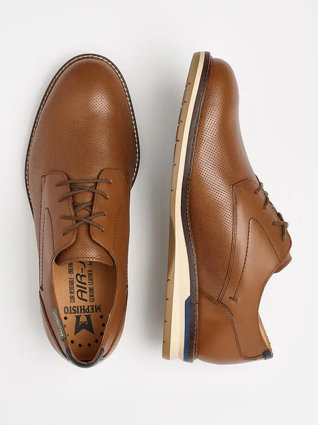 Mephisto Δετά-Oxfords Ανδρικό δέρμα Καφέ MEP/FALCO PERF HAZELNUT - 45 3