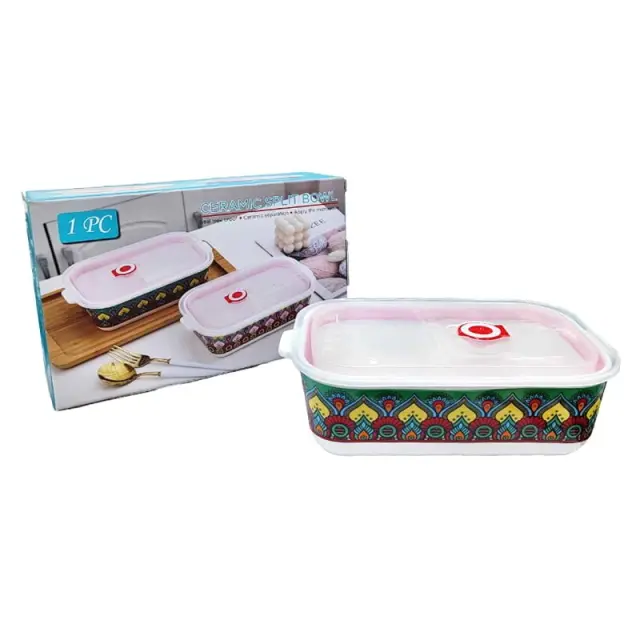 Κεραμικό Δοχείο Φαγητού 3 Θέσεων - Ceramic Split Bowl Box 97-75 3