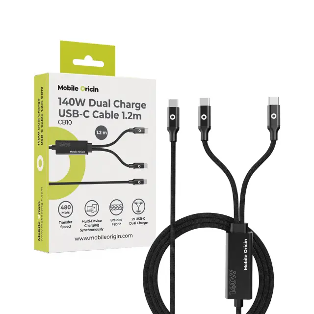 Mobile Origin 140W Dual Charge USB-C Cable 1.2 m CB10
