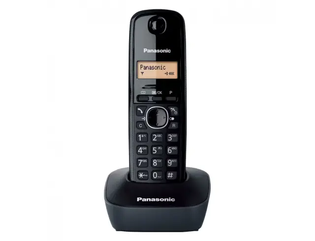 Ασύρματο Ψηφιακό Τηλέφωνο Panasonic KX-TG1611GRH Μαύρο με Αναγνώριση Κλήσης, Λειτουργία Αφύπνισης και Φωτιζόμενη Οθόνη