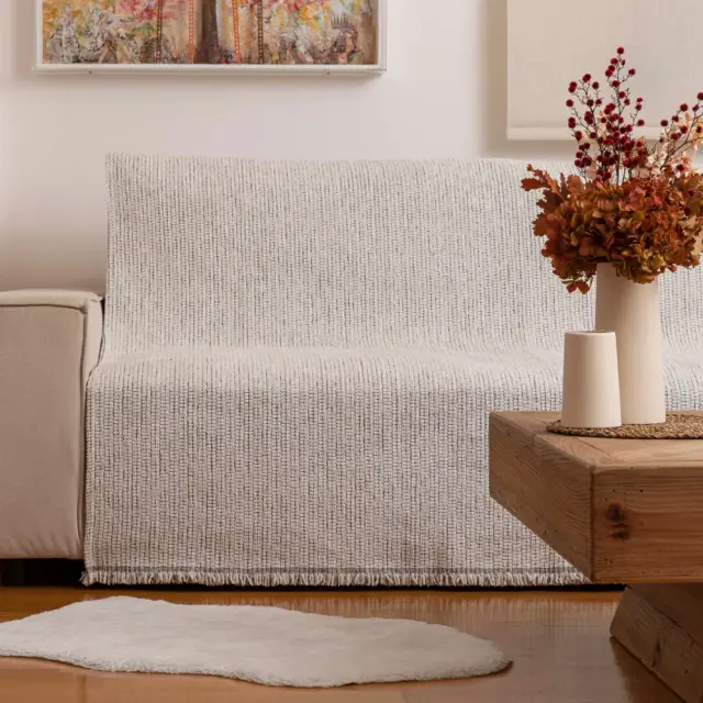Ριχτάρι Σενίλ Τριθέσιο Velvet Borea Home Textiles - Εκρού - 180 x 300 cm 3