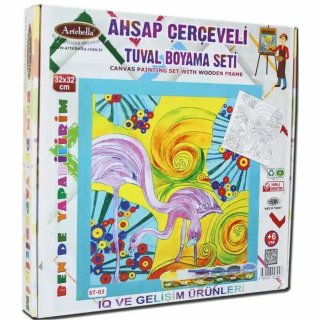 Artebella Σετ Ζωγραφικής Καρτολίνο & Χρώματα 32x32cm ST-03