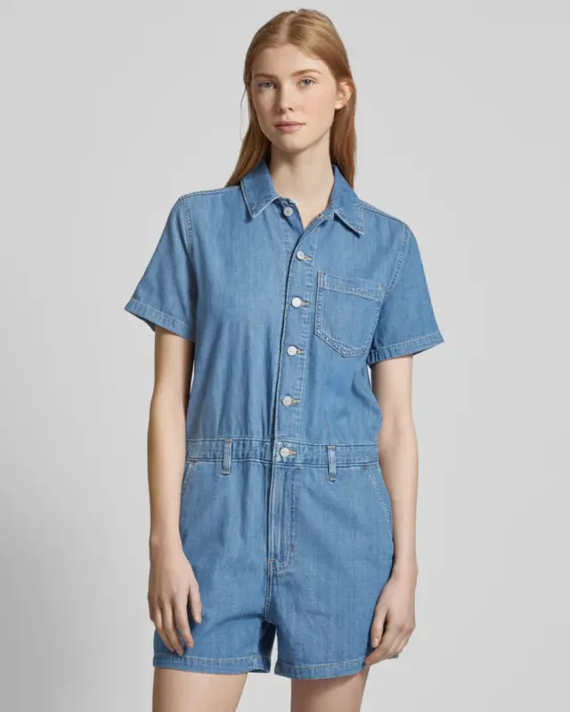 Levi’s Short-Sleeve Surplus Romper Γυναικεία Τζιν Ολόσωμη Φόρμα Μπλε - S 2