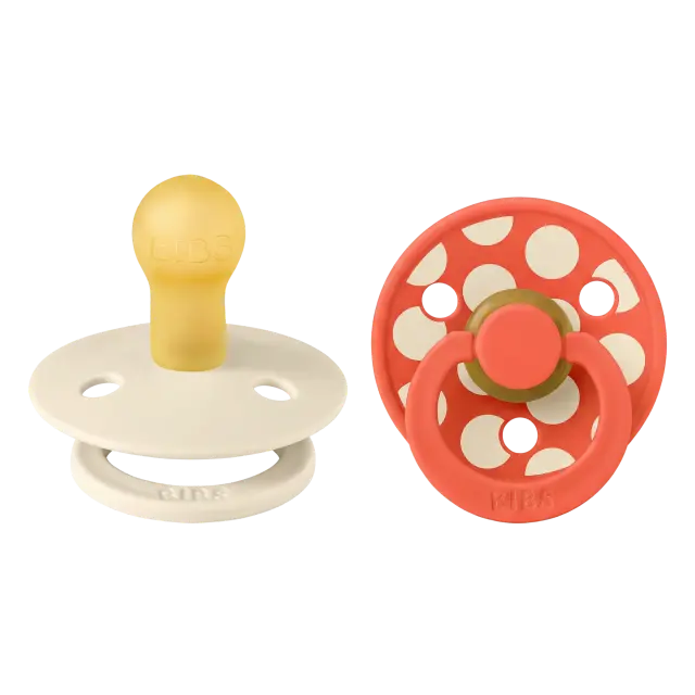 BIBS – STUDIO COLLECTION ΣΕΤ ΠΙΠΙΛΕΣ 2ΤΜΧ – POLKA DOT IVORY/TANGO – ΣΤΡΟΓΓΥΛΗ No1 2