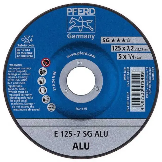 ΤΡΟΧΟΣ ΛΕΙΑΝΣΕΩΣ ΑΛΟΥΜΙΝΙΟΥ Φ125X7,2MM PFERD 62212622