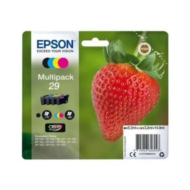 Epson 29 Γνήσιο Πακέτο 4 Μελανιών Εκτυπωτή InkJet Κίτρινο / Κυανό / Ματζέντα / Μαύρο (C13T29864010 C13T29864012)
