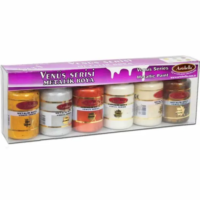 Artebella Σετ Ακρυλικά Μεταλλικά Χρώματα Venus Series - 6 Χρώματα Χ 50ml, Set 1
