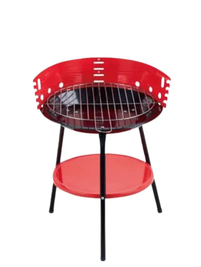 KMT Style Στρογγυλή Φορητή Ψησταριά Κάρβουνου για BBQ 44x40εκ. Κόκκινη