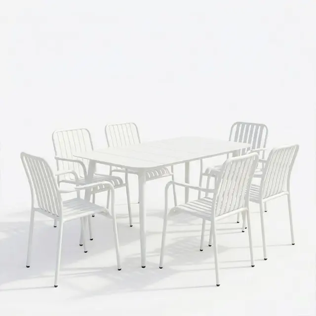 Τραπεζαρία Heven Vista pakoworld σετ 7τεμ λευκό αλουμίνιο 120x70x72εκ 2
