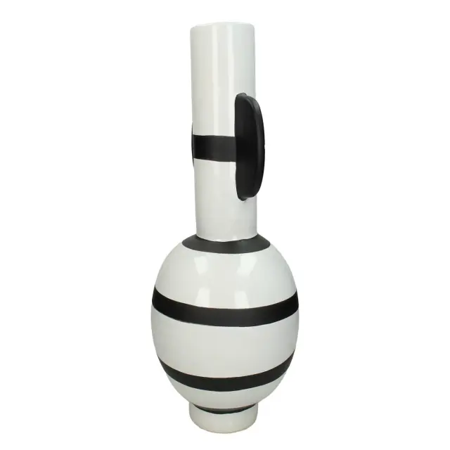 Βάζο Με Ρίγες Λευκό Κεραμικό 22x22x42cm 2