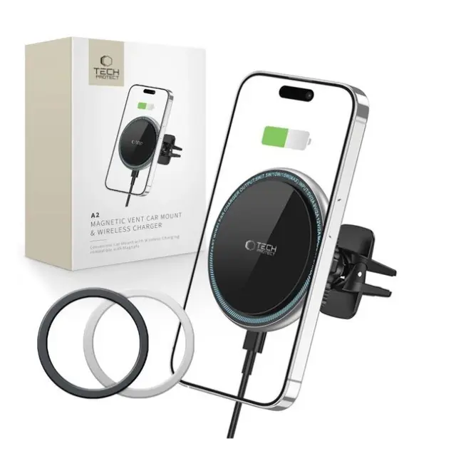 Tech-Protect Car Phone Holder with MagSafe 15W Inductive Charger for Air Vent A2 Black