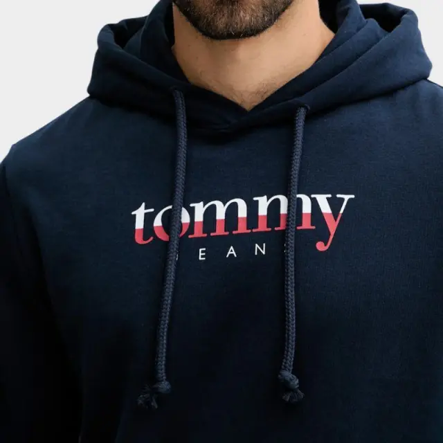Tommy Hilfiger - Ανδρικό Φούτερ Logo Drawstring Terry Hoodie Regular Fit DM0DM22113-C1G Μπλε Σκούρο - 2XL 3