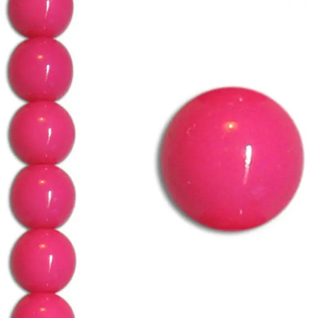 Χάντρα Glass Pearl Party Neon Pink 8mm ~22τεμ
