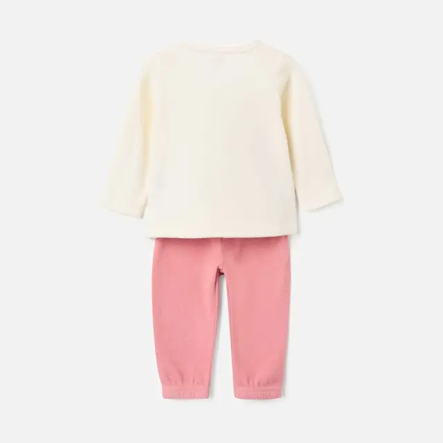 Zippy Fleece Πιτζάμα σε Εκρού και Ροζ για Βρεφικό Κορίτσι 2