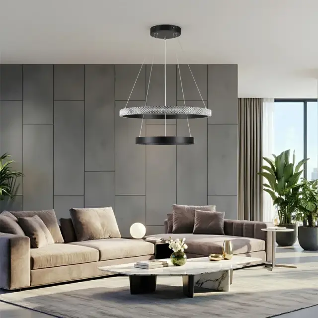 DIAMOND Κρεμαστό Φωτιστικό Οροφής LED 75W CCT Μαύρο με Χειριστήριο KLV-101-0235 2