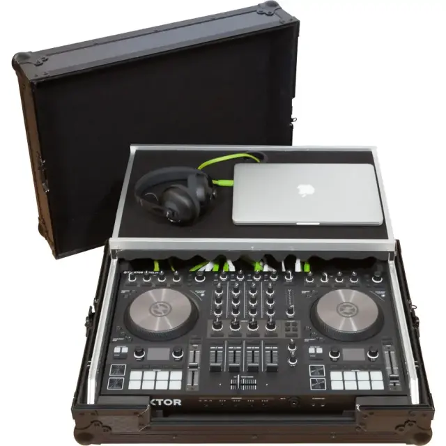 WALKASSE WMC-PROS4MBK Flight Case Midi Controller Native Instruments® KONTROL S4/S3 Black (Laptop Stand).