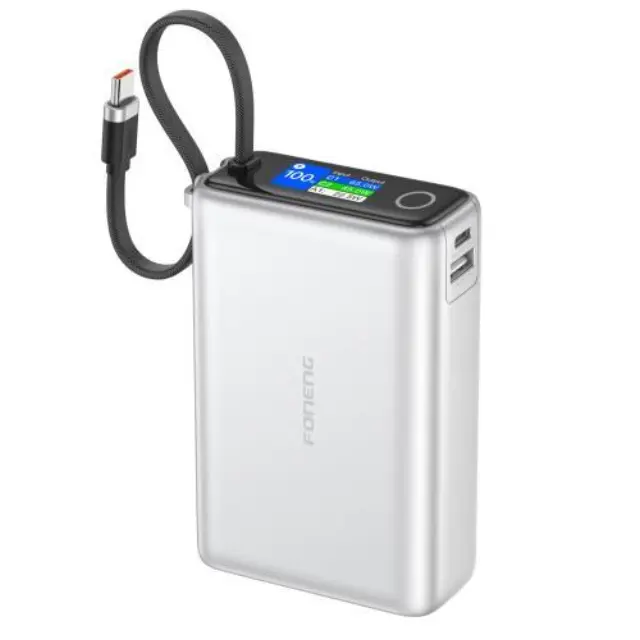 Φορτιστής Ανάγκης Foneng PX132 65W 20000mAh με Έγχρωμη Οθόνη Ασημί N69405