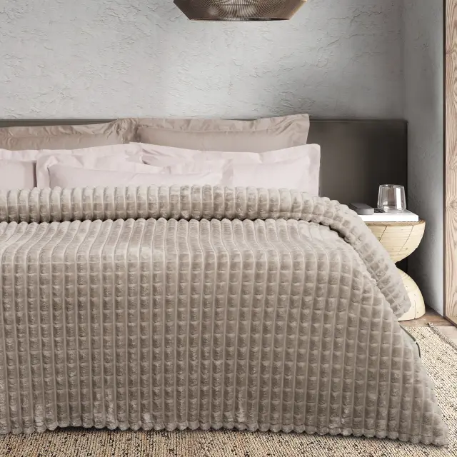 Κουβέρτα 160x220 Μονή 330gsm Fleece Das Home 1387 Taupe 100% Πολυέστερ
