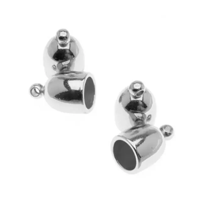Ακροδέκτης - 12x8mm - Εσωτ.Διαμ. 6mm - Silver Plated - 4τεμ