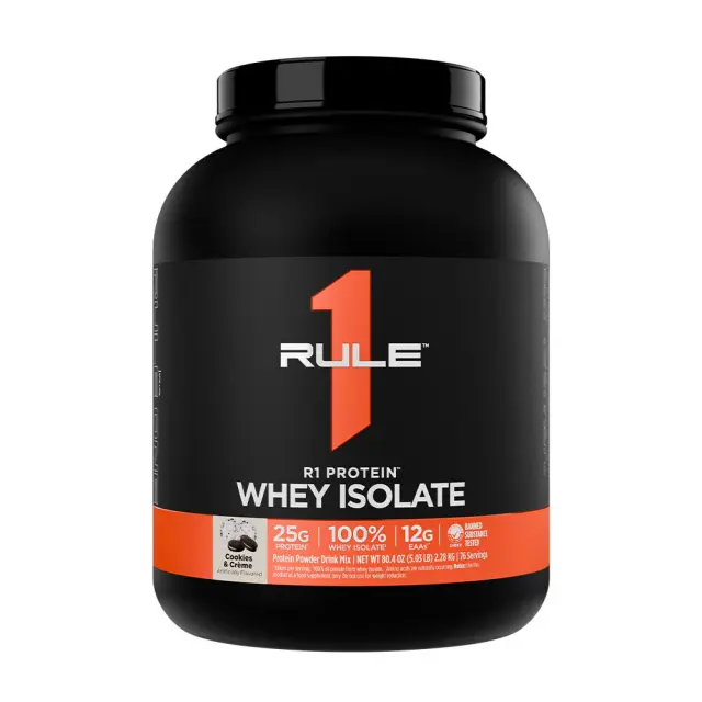 Rule1 R1 Protein Whey Isolate Cookies & Cream, 5 lbs
