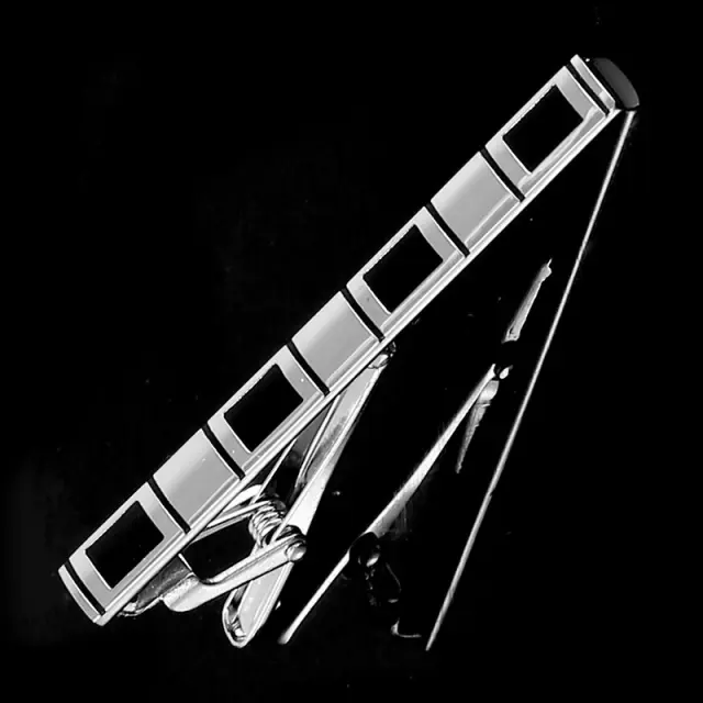 Ασημί Μαύρο Κλιπ Γραβάτας 6 cm με Σμάλτο – LGD-TC/69/ENAMEL 2