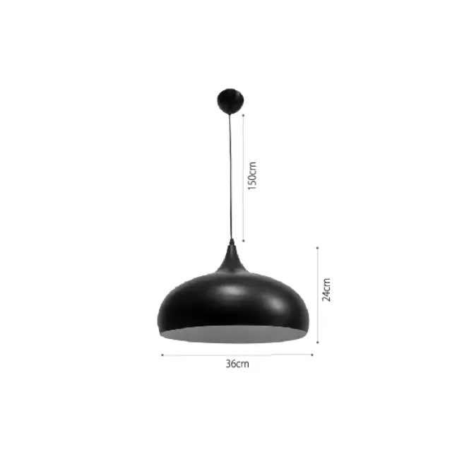 InLight Κρεμαστό φωτιστικό από μαύρο μέταλλο 1XE27 D:36cm (4052-BL) 2