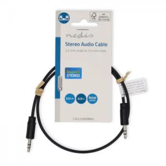 Καλώδιο ήχου 3,5mm αρσ. Stereo - 3,5mm αρσ. Stereo, 0.5m σε μαύρο χρώμα. 3
