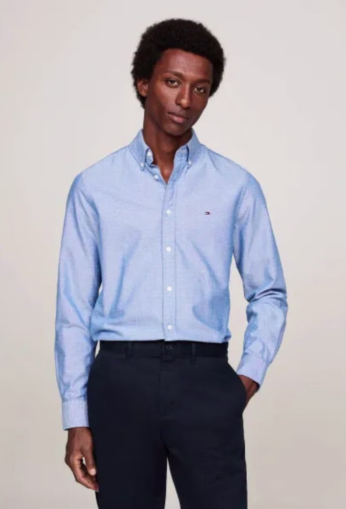 Tommy Hilfiger Πουκάμισο OXFORD Slim Fit Γαλάζιο Γαλάζιο