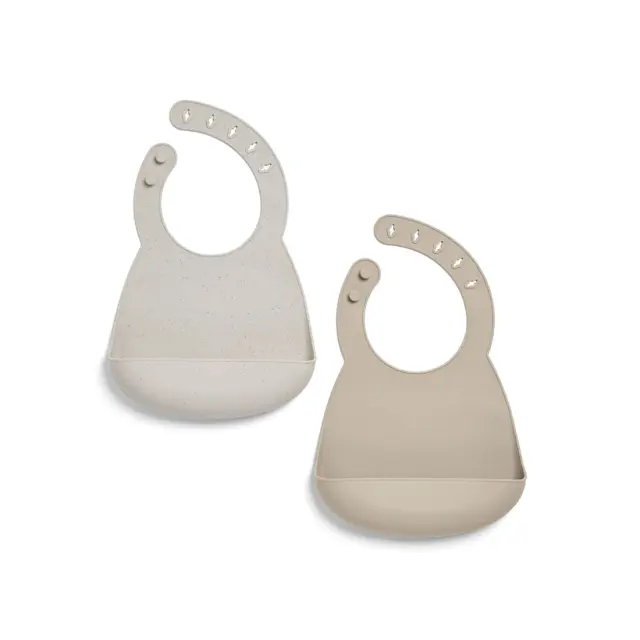 Σετ Σαλιάρες Σιλικόνης 2 Τεμαχίων Mamas & Papas Neutral Speckle 24280133