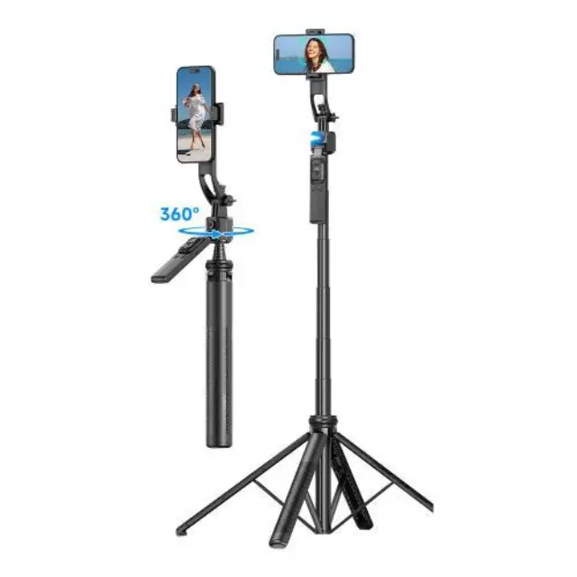 Ασύρματο Selfie Stick & Τρίποδο Devia ES086 C17 με AI Face Tracking για Smartphones Πλάτους 65 έως 95mm Μαύρο N67013