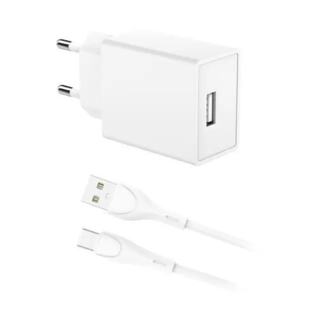 Φορτιστής Ταξιδίου inos με Έξοδο USB A 12W & USB C Καλώδιο 1m Λευκό N66525
