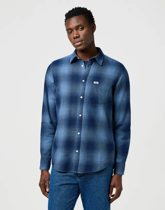 Wrangler Ανδρικό Πουκάμισο Καρό 112371653 – Dark Indigo - S