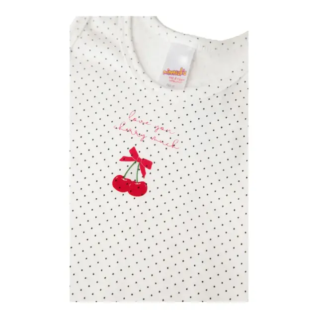 Minerva Παιδικό Φανελάκι Κορίτσι Love Cherry, Χρώμα White-Black Dots 2