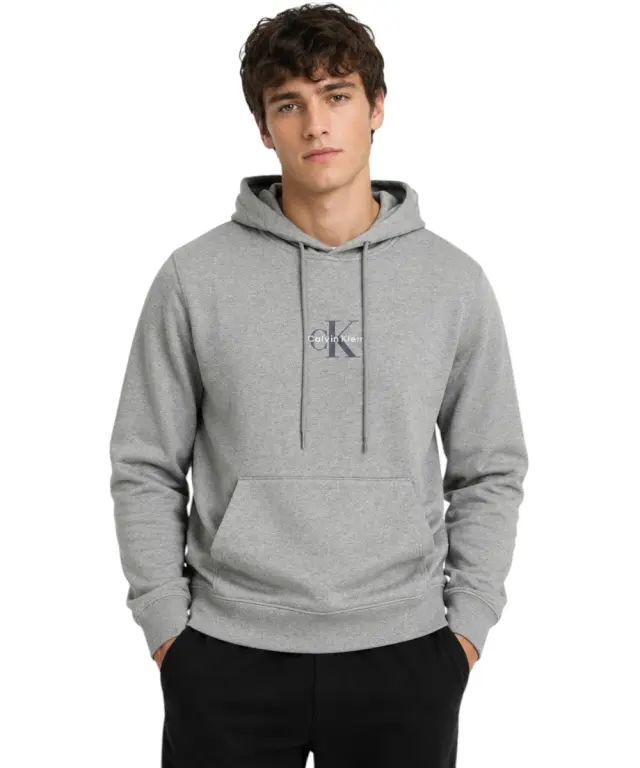 Calvin Klein - Ανδρική Μακρυμάνικη Φούτερ Μπλούζα με Κουκούλα LV04RG279G-P7E Γκρι