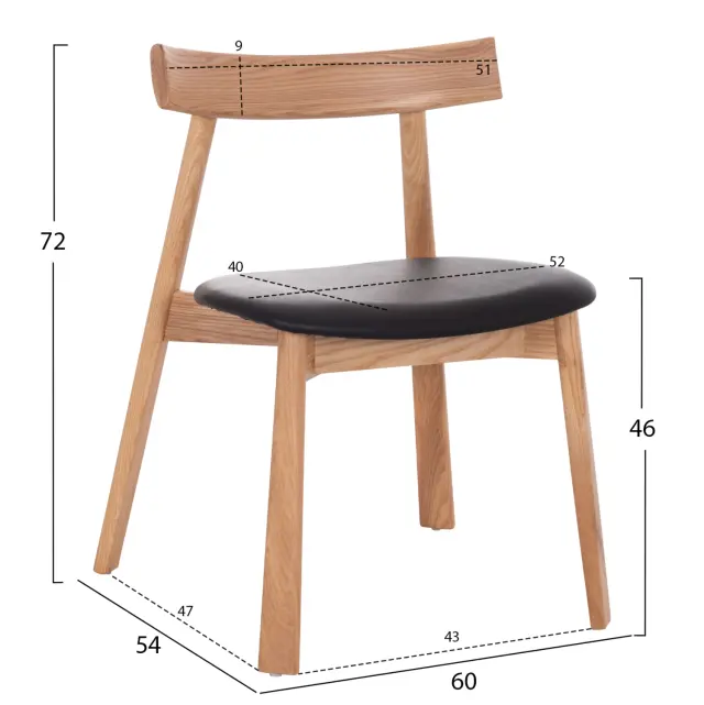 KΑΡΕΚΛΑ ΤΡΑΠΕΖΑΡΙΑΣ FB918245.04 RUBBERWOOD-ΜΑΥΡΟ PU 60x54x72Υεκ 2