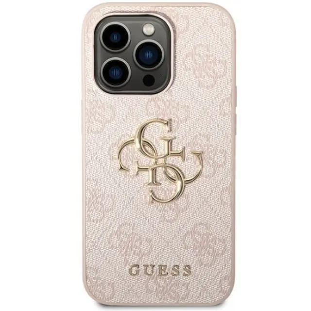 Guess Strass Metal Logo Back Cover Πλαστικό Ροζ (iPhone 15 Pro Max)