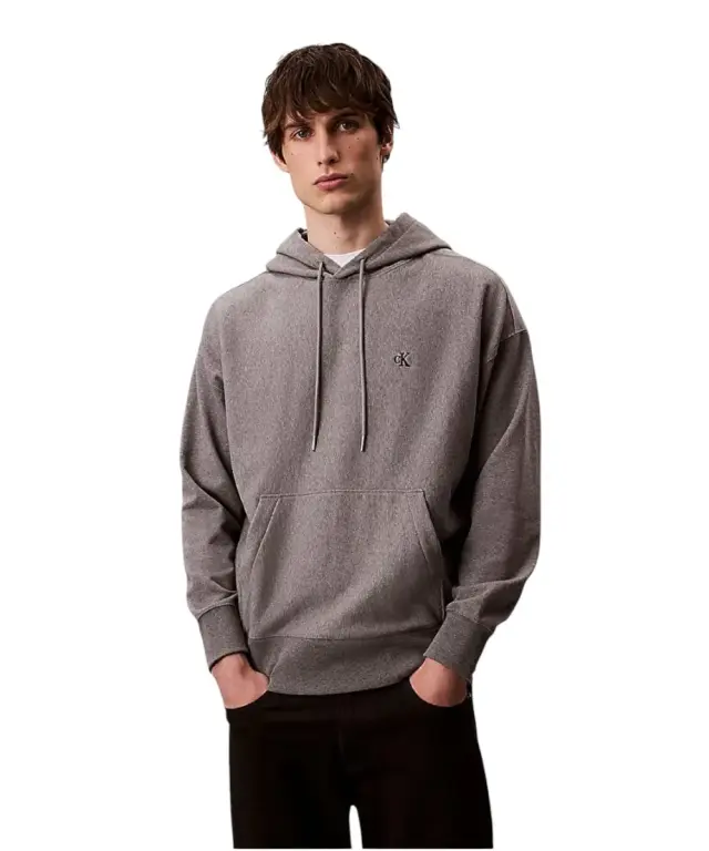 Calvin Klein - Ανδρικό Φούτερ με Κουκούλα Premium Terry Monogram LV04RC278G-P7E Γκρι