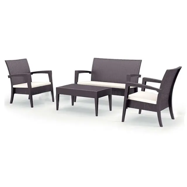 Σετ Σαλόνι-Καθιστικό MIAMI Καφέ PP 128x77x89/72x76x89/92x53x43cm