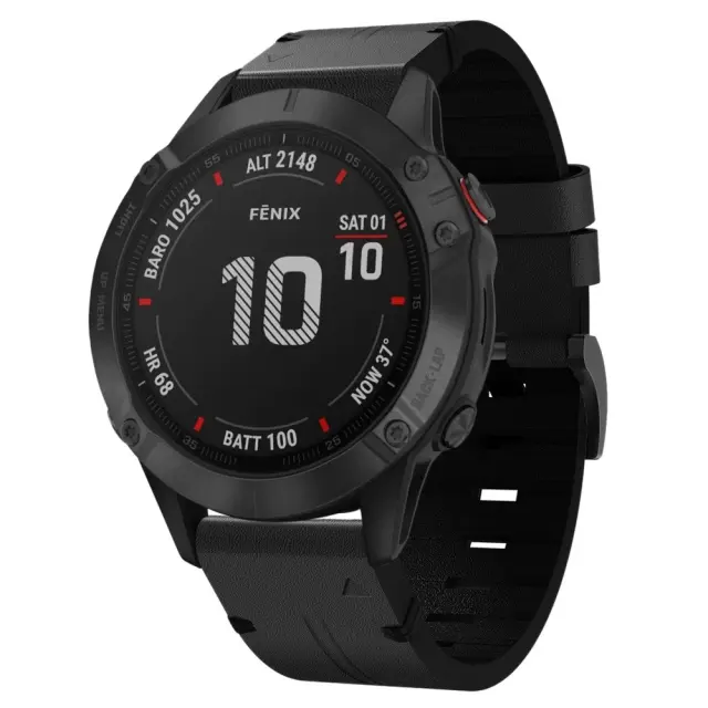 Δερμάτινο Λουράκι για Garmin Fenix Fenix 5/6/6 Pro/7/8/9 (47mm)-Black OEM