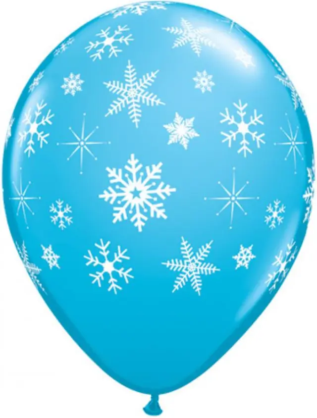 Μπαλόνια Λάτεξ 11 Snowflakes & Sparkles Robins Egg Blue /25 τεμ - Χιονονιφάδες