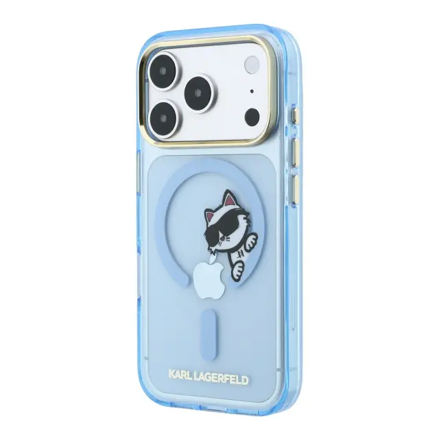 Karl Lagerfeld IML Choupette Peekaboo Magsafe Case for iPhone 18 Pro Blue 2