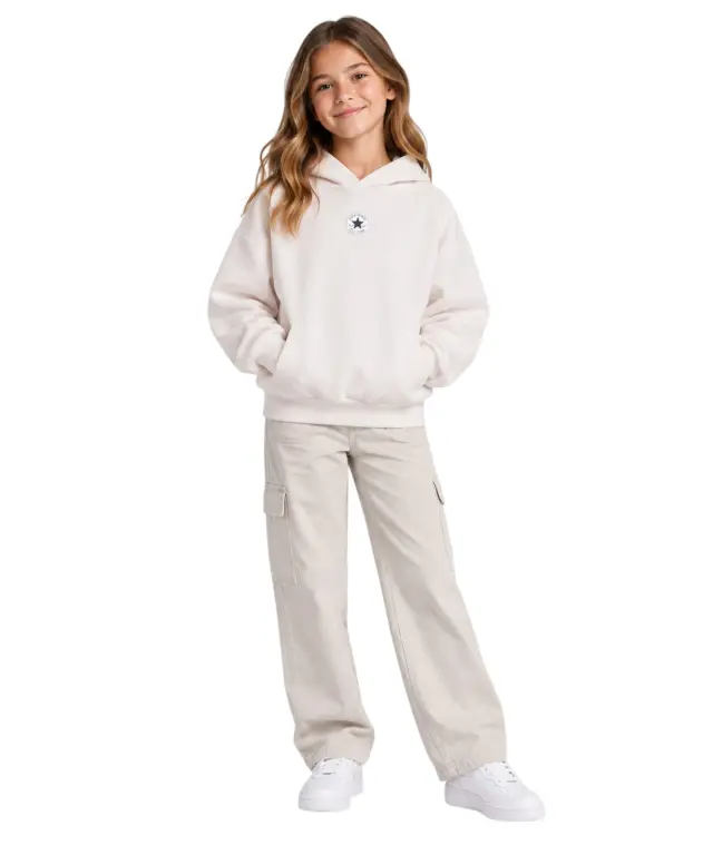 Converse - Παιδική Μπλούζα Φούτερ με Κουκούλα 4CK120-W70 Λευκό 2