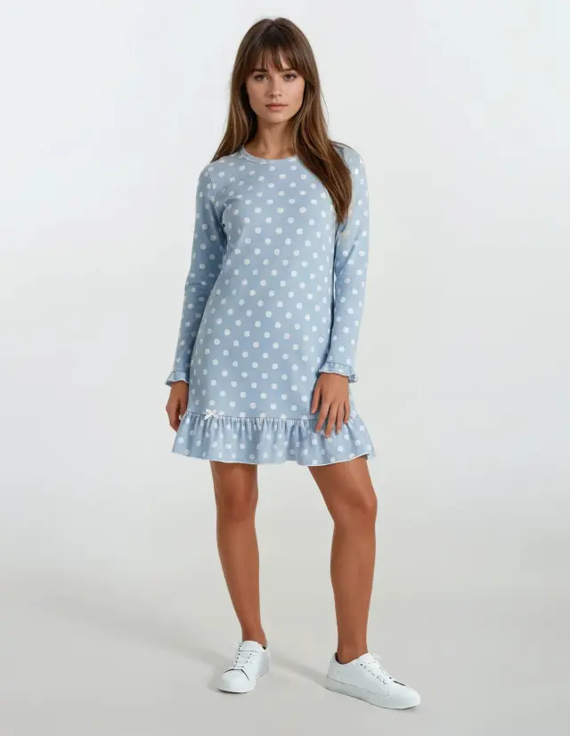 W384 - Light Blue - NIGHTGOWN BLUE DOTS 2