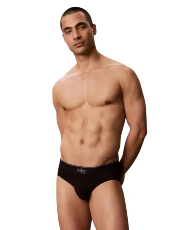 Calvin Klein - Ανδρικά Σλιπ 3Pack Graphic Monogram Cotton Stretch LV00NB4471-GUV Μαύρο 2