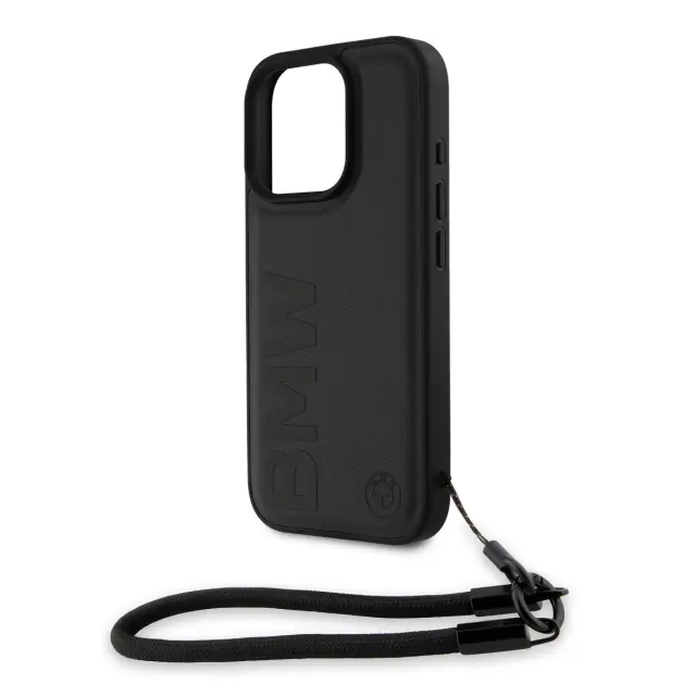 BMW Leather Signature and Strap Case for iPhone 16 Pro Black 3